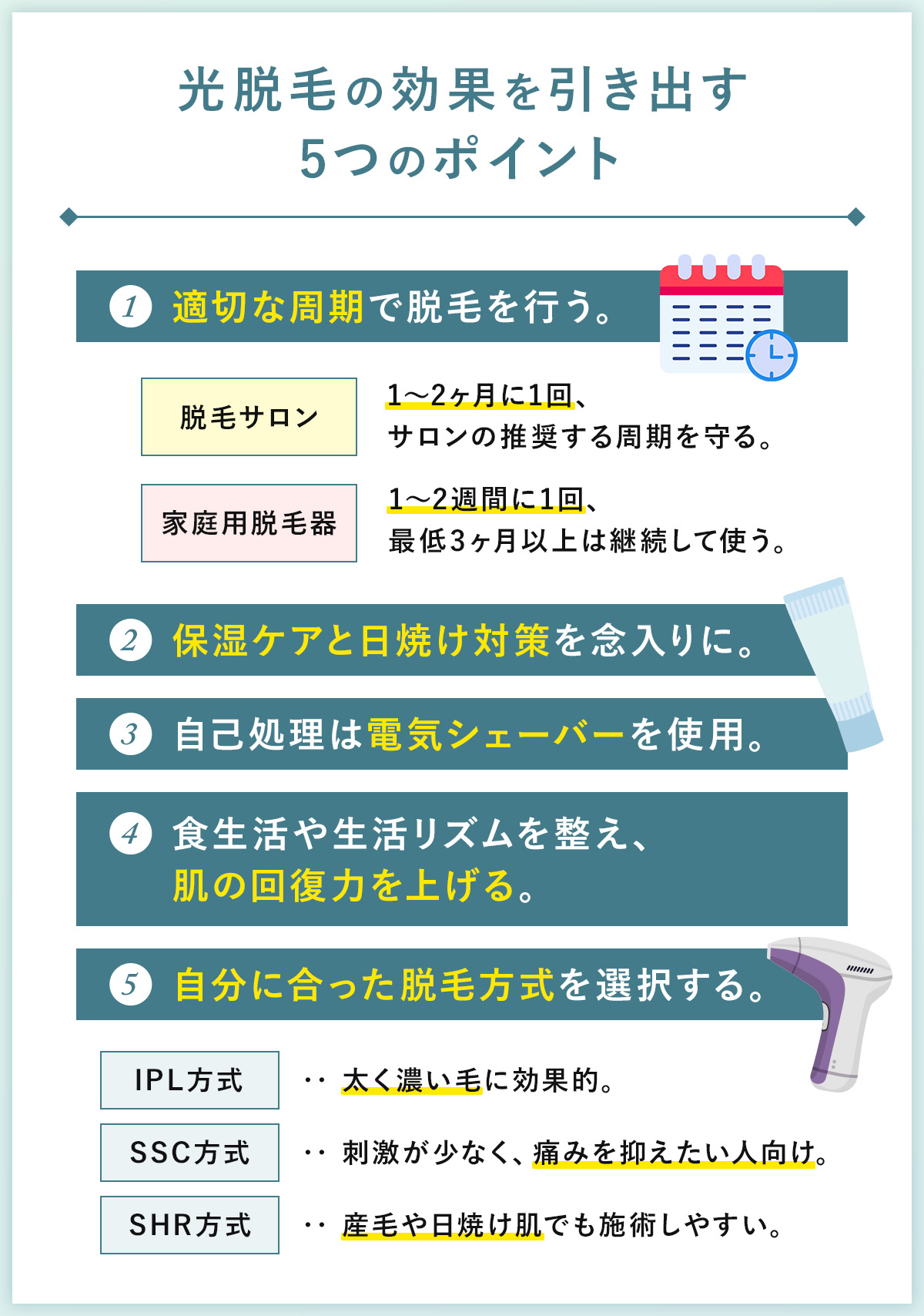 04_光脱毛の効果を引き出す5つのポイント