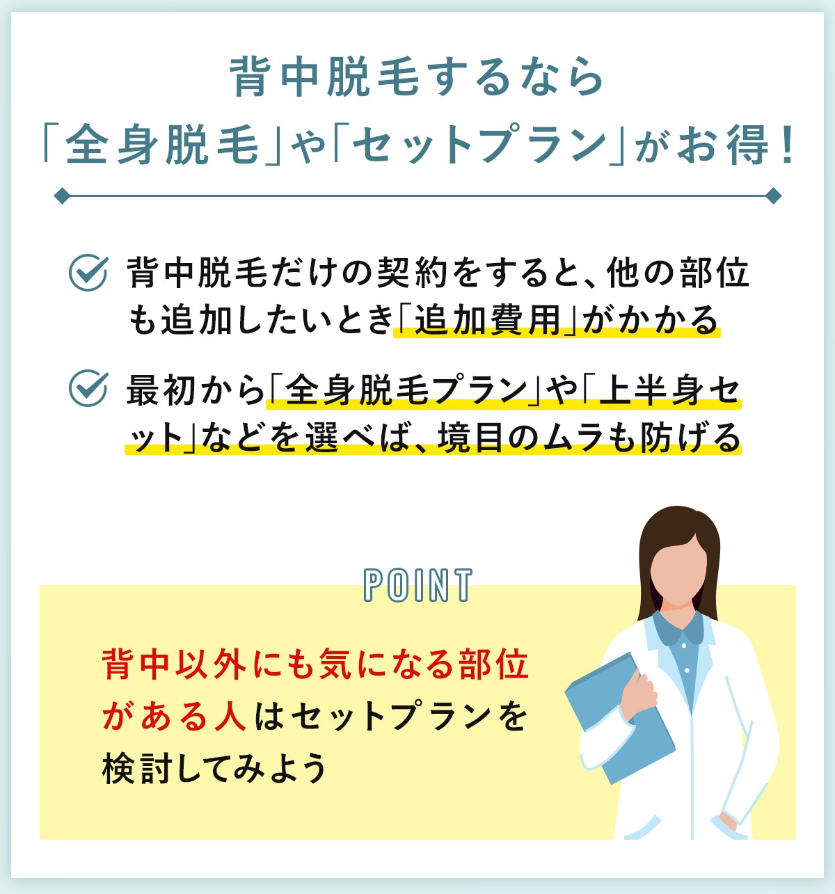 09_背中脱毛するなら「全身脱毛」や「セットプラン」がお得！
