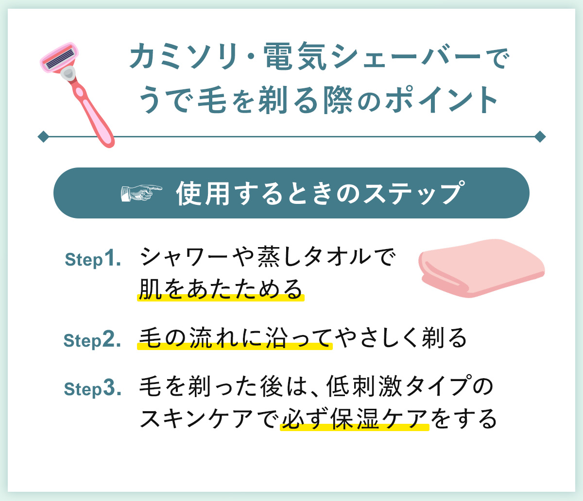 05_カミソリ・電気シェーバーでうで毛を剃る際のポイント