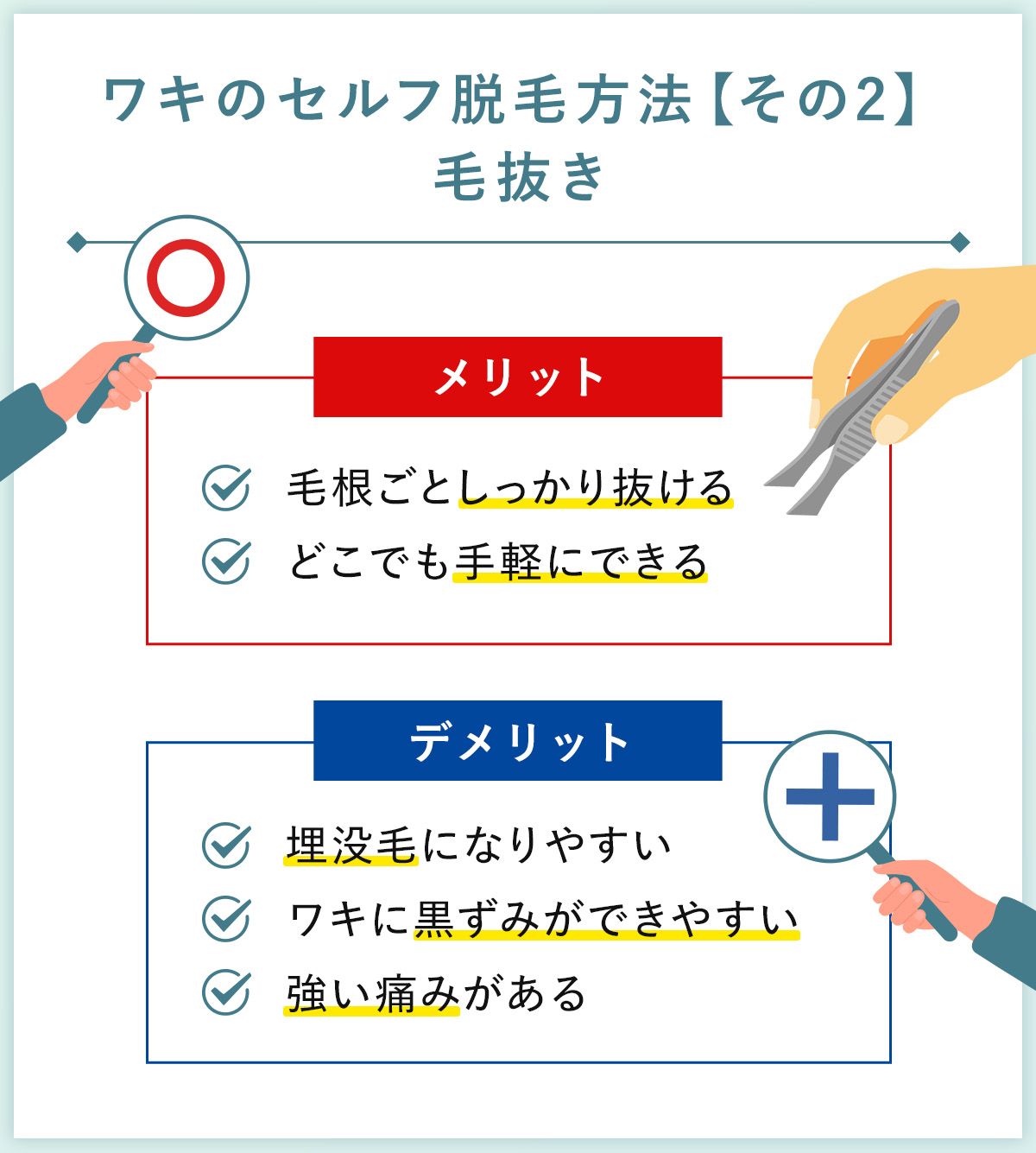 02_ワキのセルフ脱毛方法【その2】毛抜き