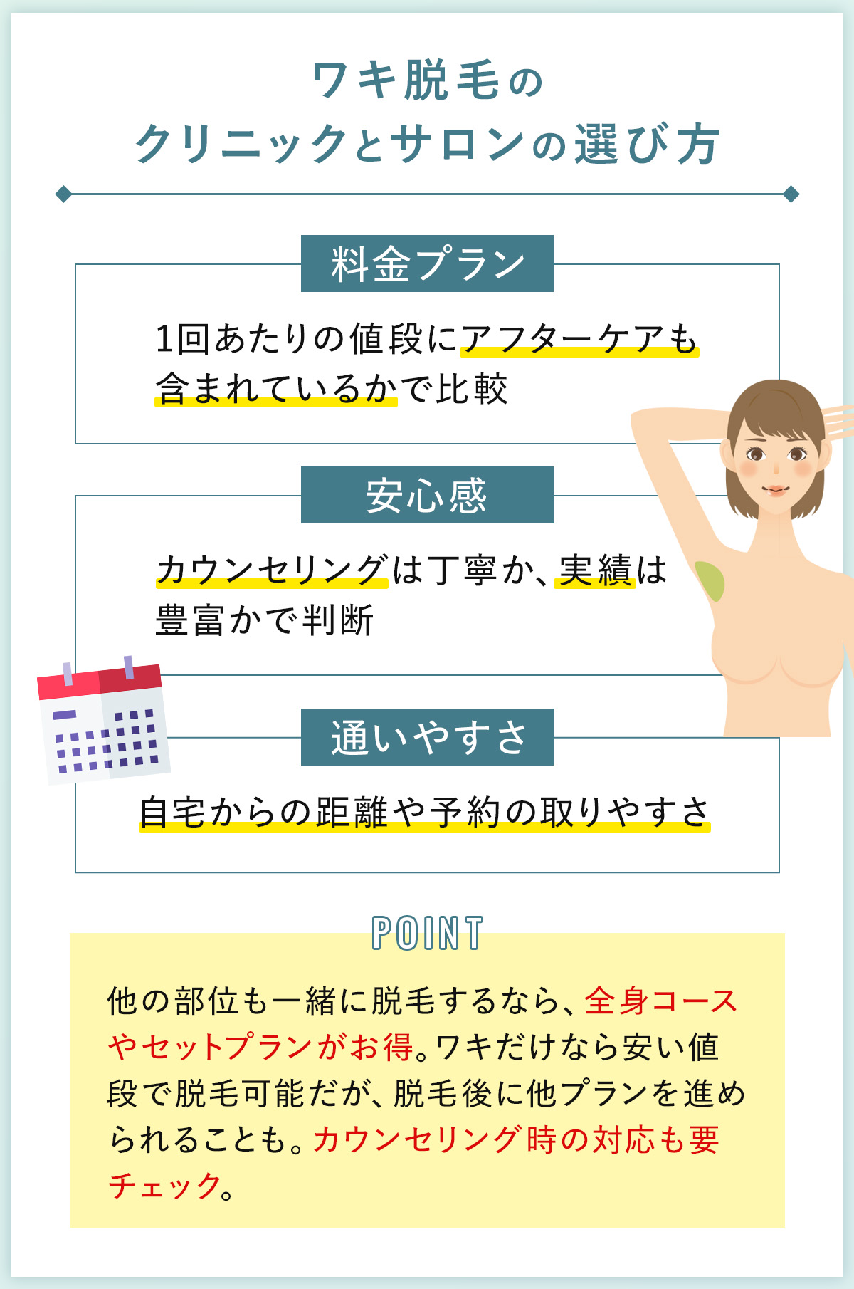 06_ワキ脱毛のクリニックとサロンの選び方