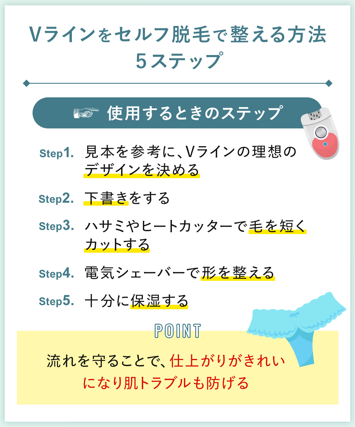 02_Vラインをセルフ脱毛で整える方法 ５ステップ_
