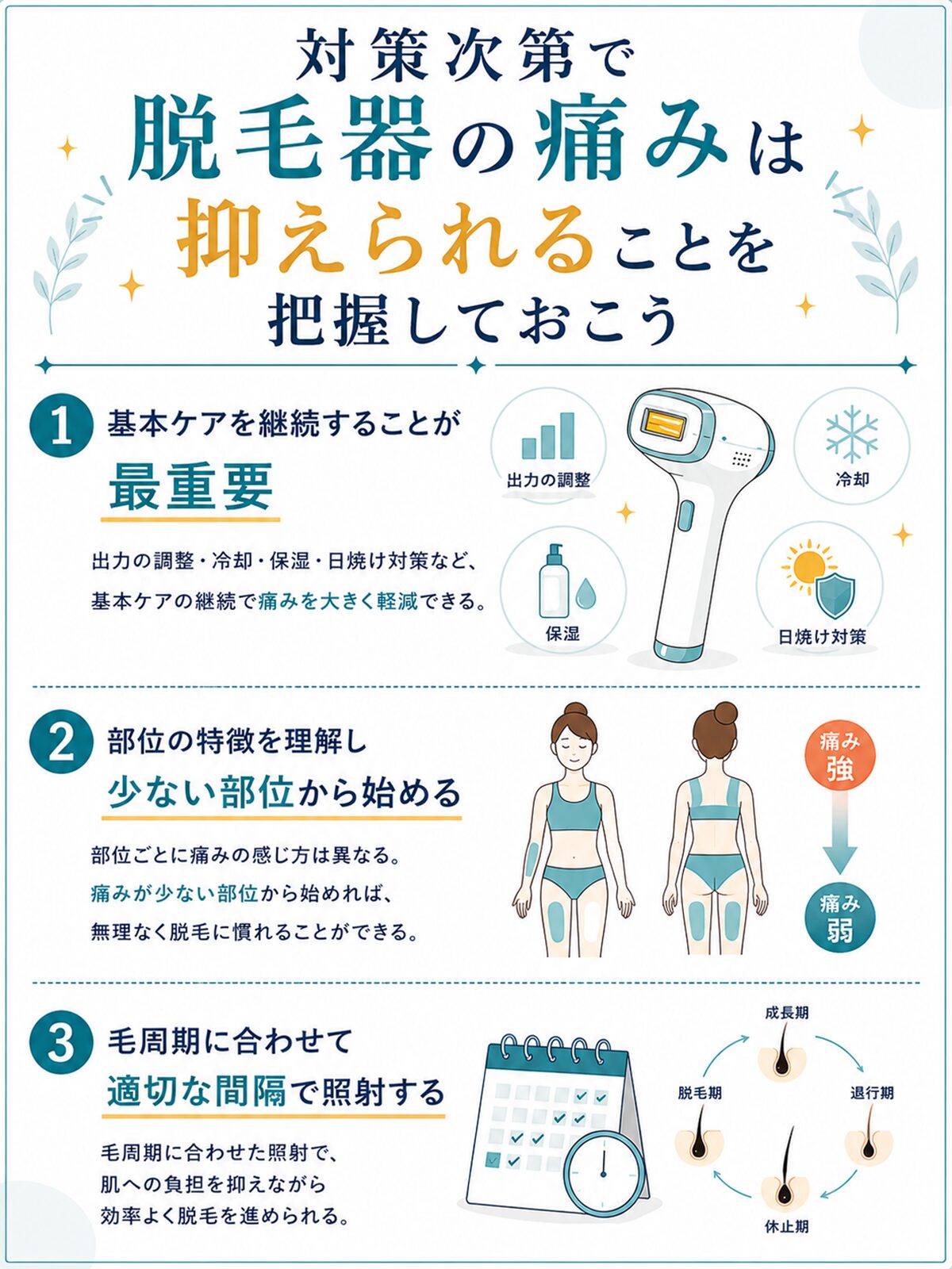 対策次第で脱毛器の痛みは抑えられることを把握しておこう
