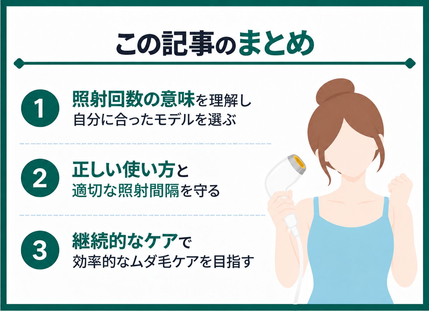 まとめ：家庭用脱毛器は照射回数と正しい使い方の理解が重要