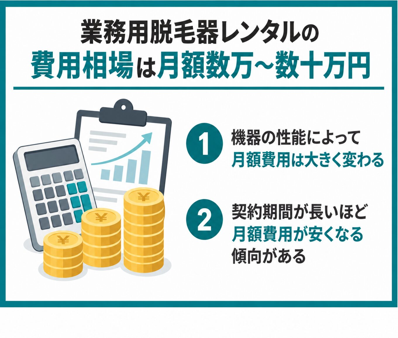 業務用脱毛器レンタルの費用相場は月額数万～数十万円