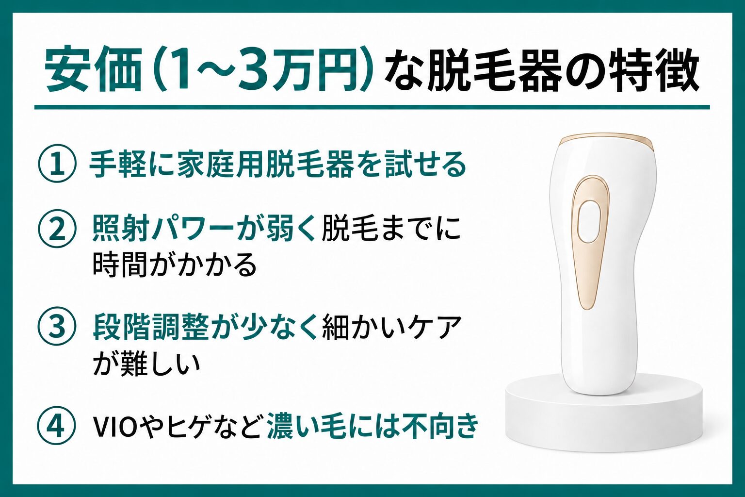 安価(1〜3万円)な脱毛器の特徴