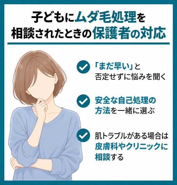 子どもにムダ毛処理を相談されたときの保護者の対応