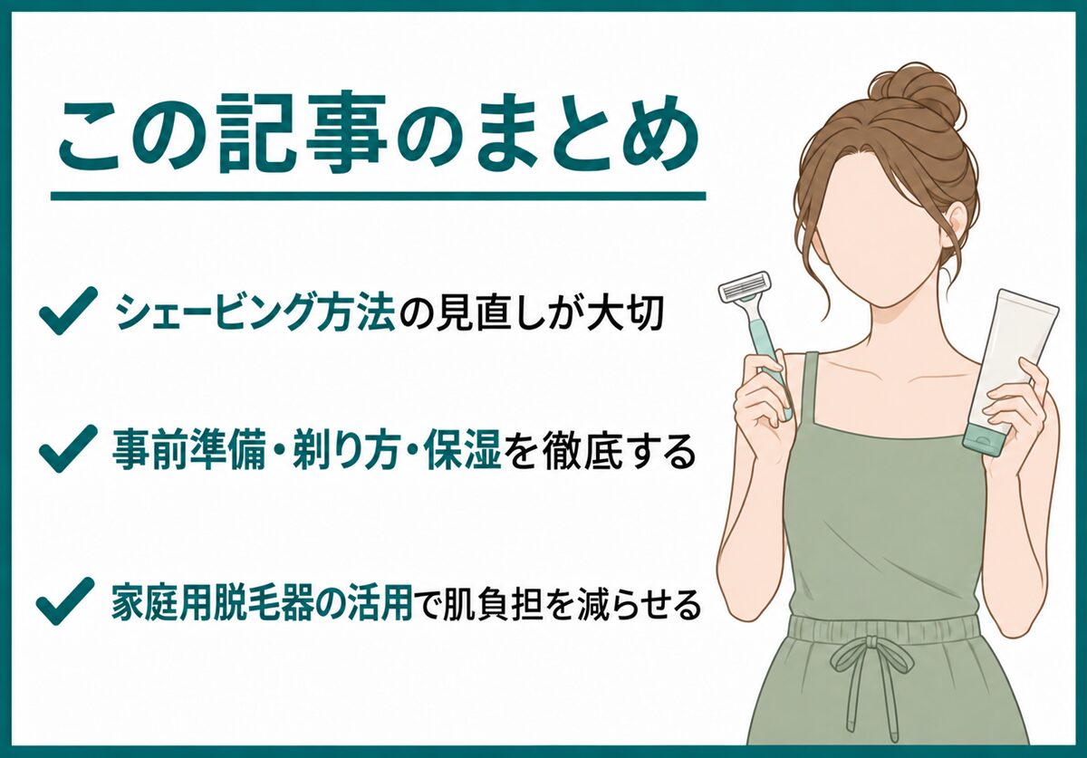まとめ｜カミソリ負け対策には保湿と自己処理方法の見直しが重要