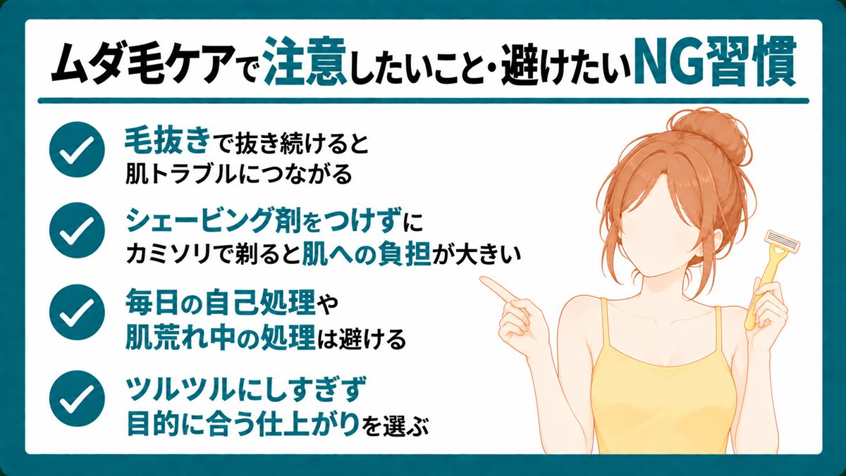 ムダ毛ケアで注意したいこと・避けたいNG習慣