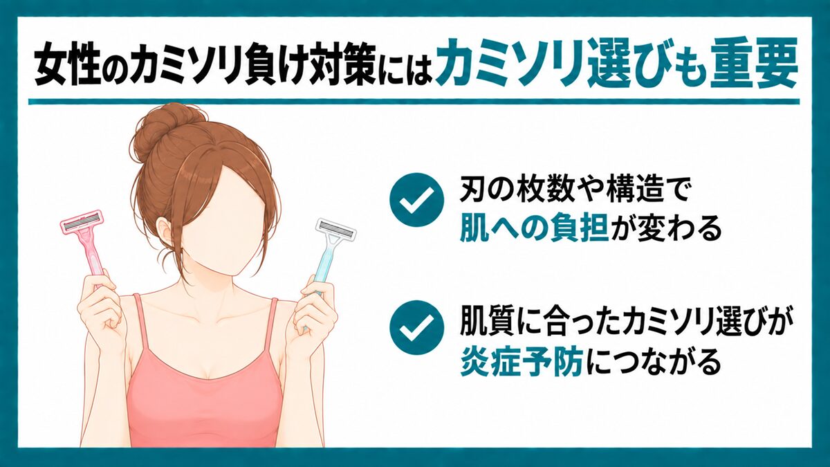 女性のカミソリ負け対策にはカミソリ選びも重要